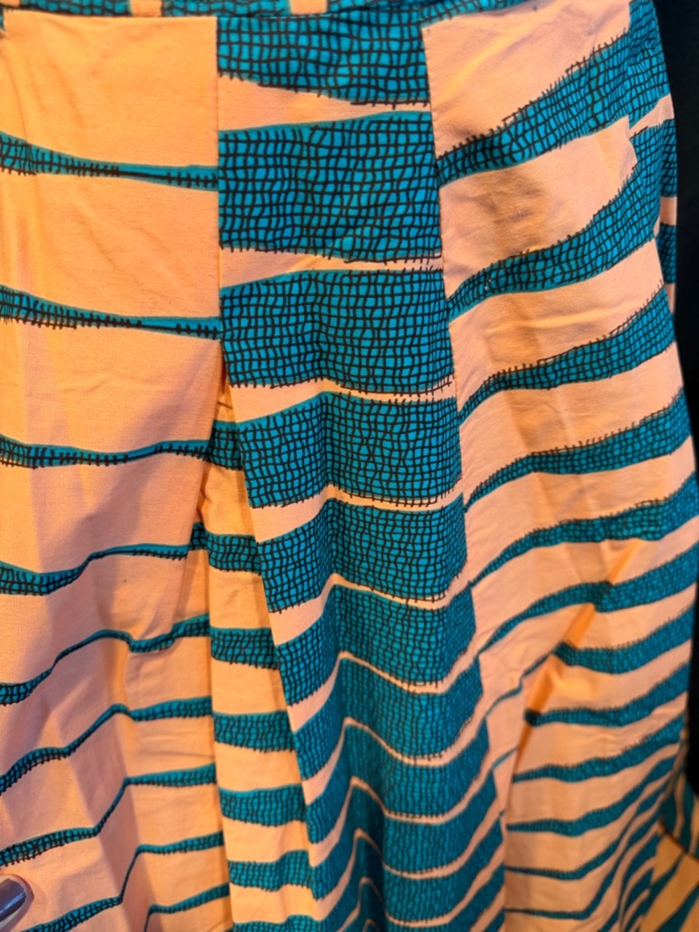 Francis and Benedict Teal and Orange Striped Maxi Skirt - Picture 2 of 4